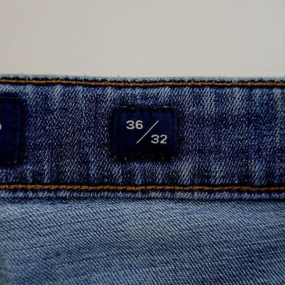 Lucky Brand 383 Straight Blue Jeans 37/32 Stone Wash Whiskering Mid Rise Tag 36 - Picture 12 of 13